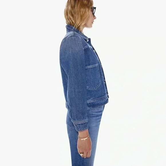 NWOT MOTHER Shrunken Daybreak Drifter Denim Jacket Embroidered Size Medium - Picture 5 of 16